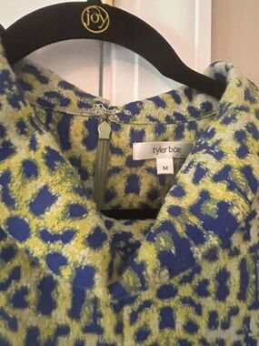 Tyler Boe Blue and Lime Mini Dress with Abstract Print